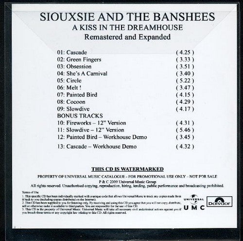 Siouxsie & The Banshees - A Kiss In The Dreamhouse RARE U.K. Promotional CD LP