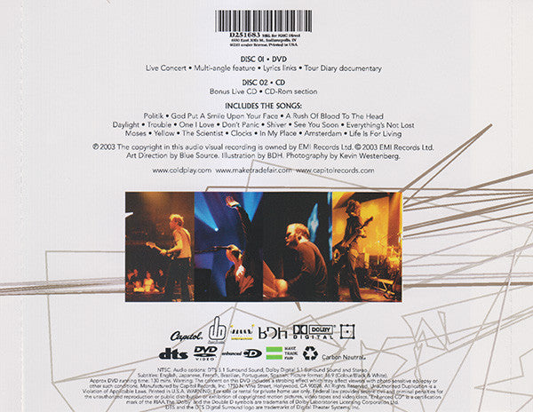 Coldplay - Live 2003 U.S. CD/DVD 2-Disc Set BMG Record Club Issue