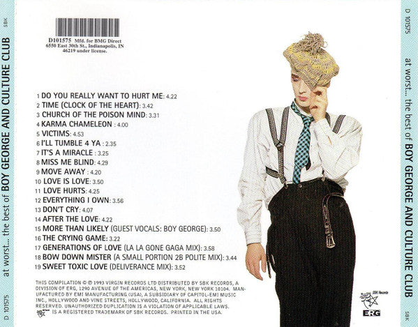 Boy George And Culture Club - At Worst...The Best Of - U.S. CD LP - Record Club Issue