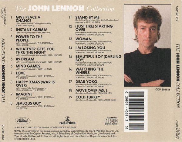 John Lennon - The John Lennon Collection U.S. CD LP