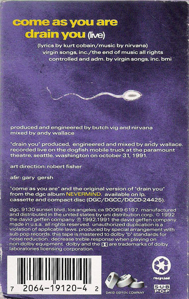 Nirvana - Come As You Are U.S. Cassette Single
