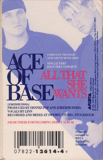 Ace Of Base - All That She Wants / The Sign 2x U.S. Cassette Singles