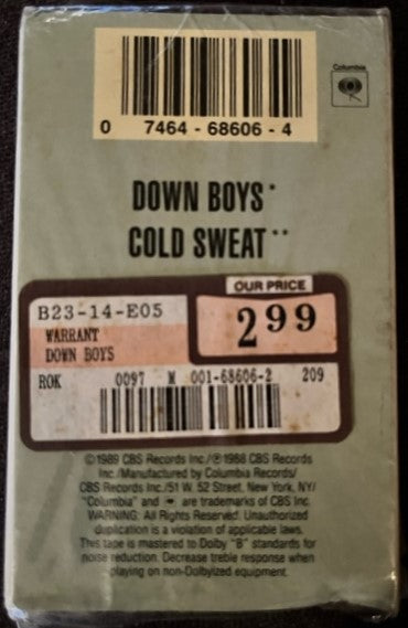 Warrant - Down Boys U.S. Cassette Single