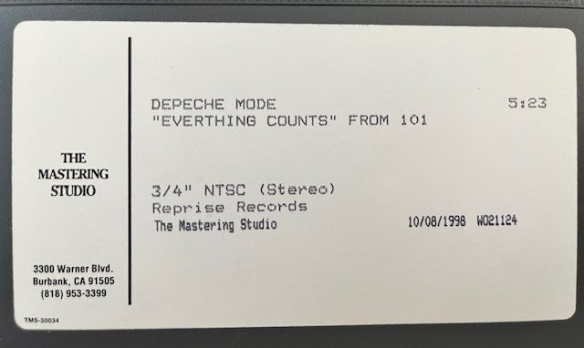 Depeche Mode - Everything Counts (From 101) RARE Promo U-Matic Video Tape
