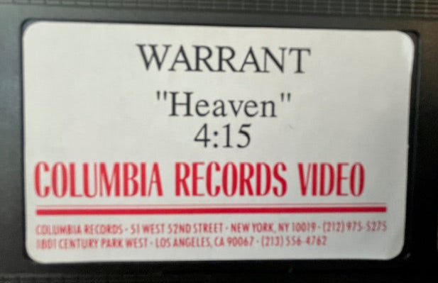 Warrant - Heaven Promotional Only VHS Video Single