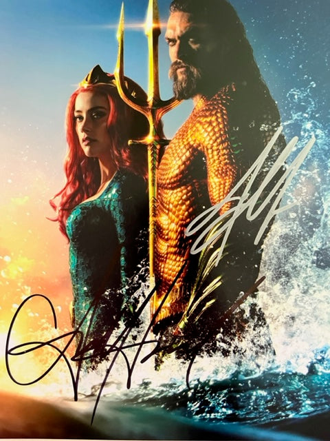 AQUAMAN - Jason Momoa & Amber Heard - Hand Signed 8 x 10 Photo