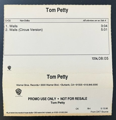 Tom Petty - Walls Very Rare Promo Only Cassette Single