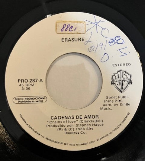 ERASURE - Chains Of Love RARE Mexican Promo 7" Single