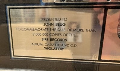 Depeche Mode - VIOLATOR RARE Double Platinum Sales Award