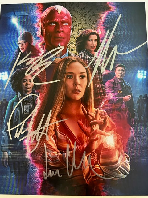 WANDAVISION - Cast Signed 8 x 10 Photo Bettany - Olsen - Dennings - Hahn