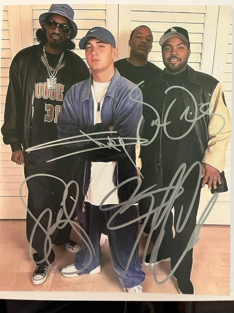 RAP SUPERSTARS - Hand Signed 8 x 10 Photo Snoop - Dr. Dre - Eminem - Ice Cube