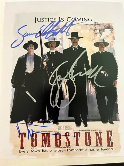 Tombstone - Cast Signed 8 x 10 Photo Val Kilmer - Sam Elliott - Kurt Russell