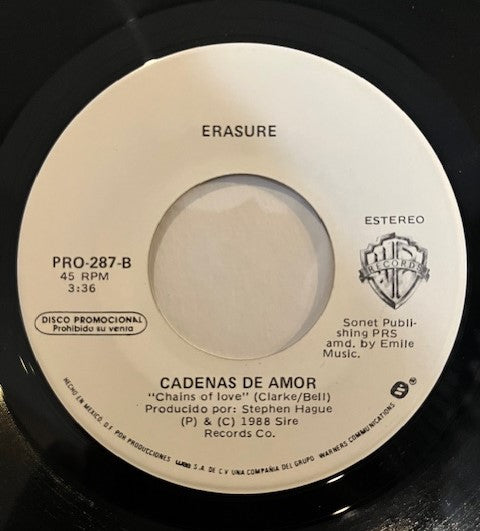 ERASURE - Chains Of Love RARE Mexican Promo 7" Single