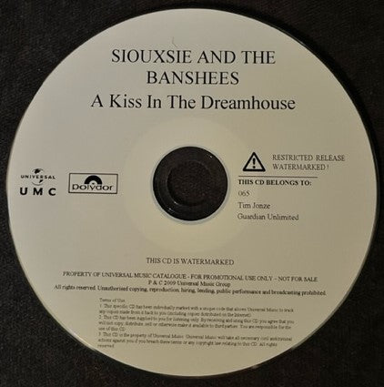 Siouxsie & The Banshees - A Kiss In The Dreamhouse RARE U.K. Promotional CD LP