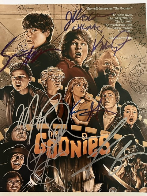 THE GOONIES - Cast Signed 8 x 10 Photo 7 Signatures