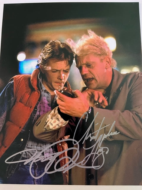 Back To The Future - Cast Signed 8 x 10 Photo Michael J Fox & Christopher Lloyd