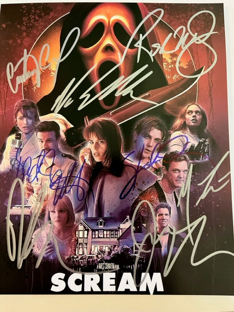 SCREAM - Cast Signed 8 x 10 Photo Cox - Arquette - Lillard - Barrymore - Kennedy -Campbell- Ulrich - Mc Gowan