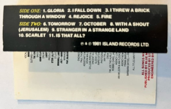 U2 - October RARE Thailand import Cassette LP