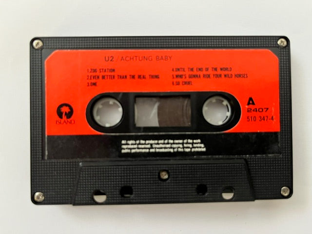 U2 Achtung Baby Very Rare Taiwanese Import Cassette LP
