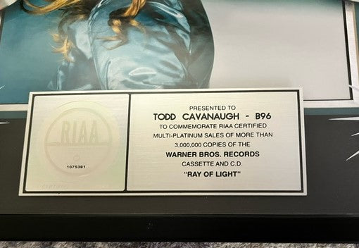 Madonna - Ray Of Light Rare Triple Platinum Sales Award