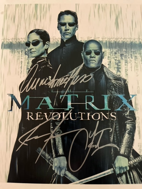 MATRIX - REVOLUTIONS Hand Signed 8 x 10 Photo Reeves - Moss - Fishburne