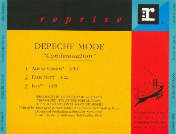 Depeche Mode - Condemnation - U.S. Promotional ONLY 3-Track CD - ONLY KNOWN COPY!