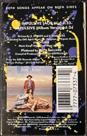 Wilson Phillips - Impulsive U.S. Cassette Single