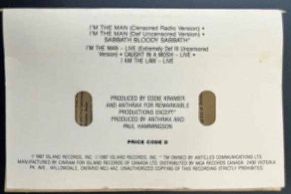 ANTHRAX - I'm The Man Canadian Import Maxi Single Cassette