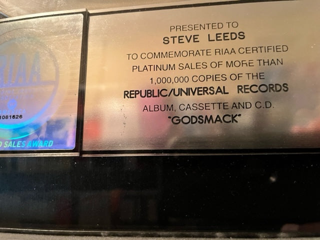GODSMACK - Debut Album - Certified Platinum Record Award