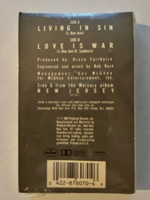 Bon Jovi - Living In Sin U.S. Cassette Single Sealed / New