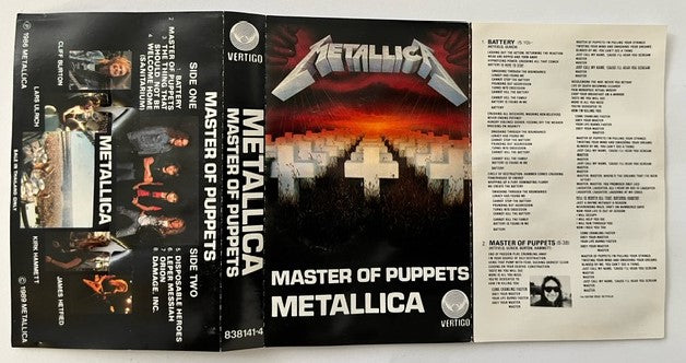 METALLICA - Master Of Puppets RARE Thailand Import Cassette Lp