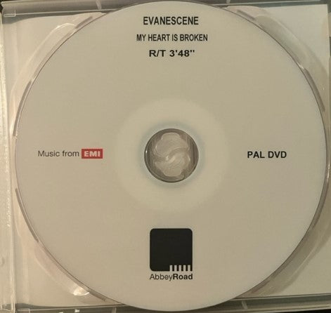 Evanescence - My Heart Is Broken - Rare Promo Only DVDr Test Pressing