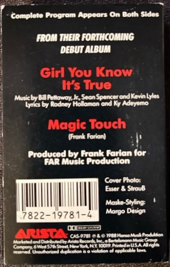 Milli Vanilli - Girl You Know It's True U.S. Cassette Single