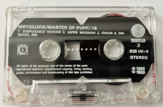 METALLICA - Master Of Puppets RARE Thailand Import Cassette Lp
