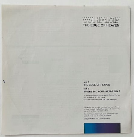 WHAM! - The Edge Of Heaven Japanese 7" Single