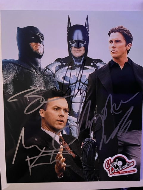 BATMAN x 4 - Hand Signed 8 x 10 Clooney - Bale - Keaton - Affleck