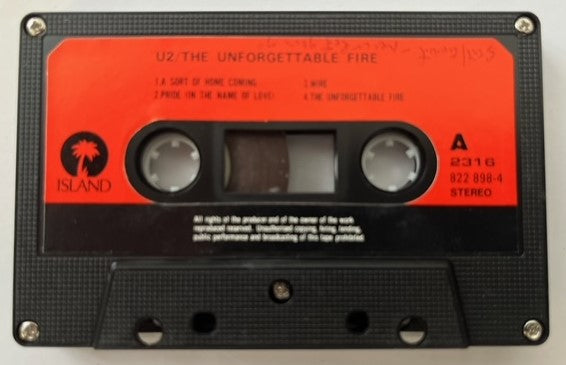 U2 - The Unforgettable Fire EXTREMELY RARE Taiwanese Cassette