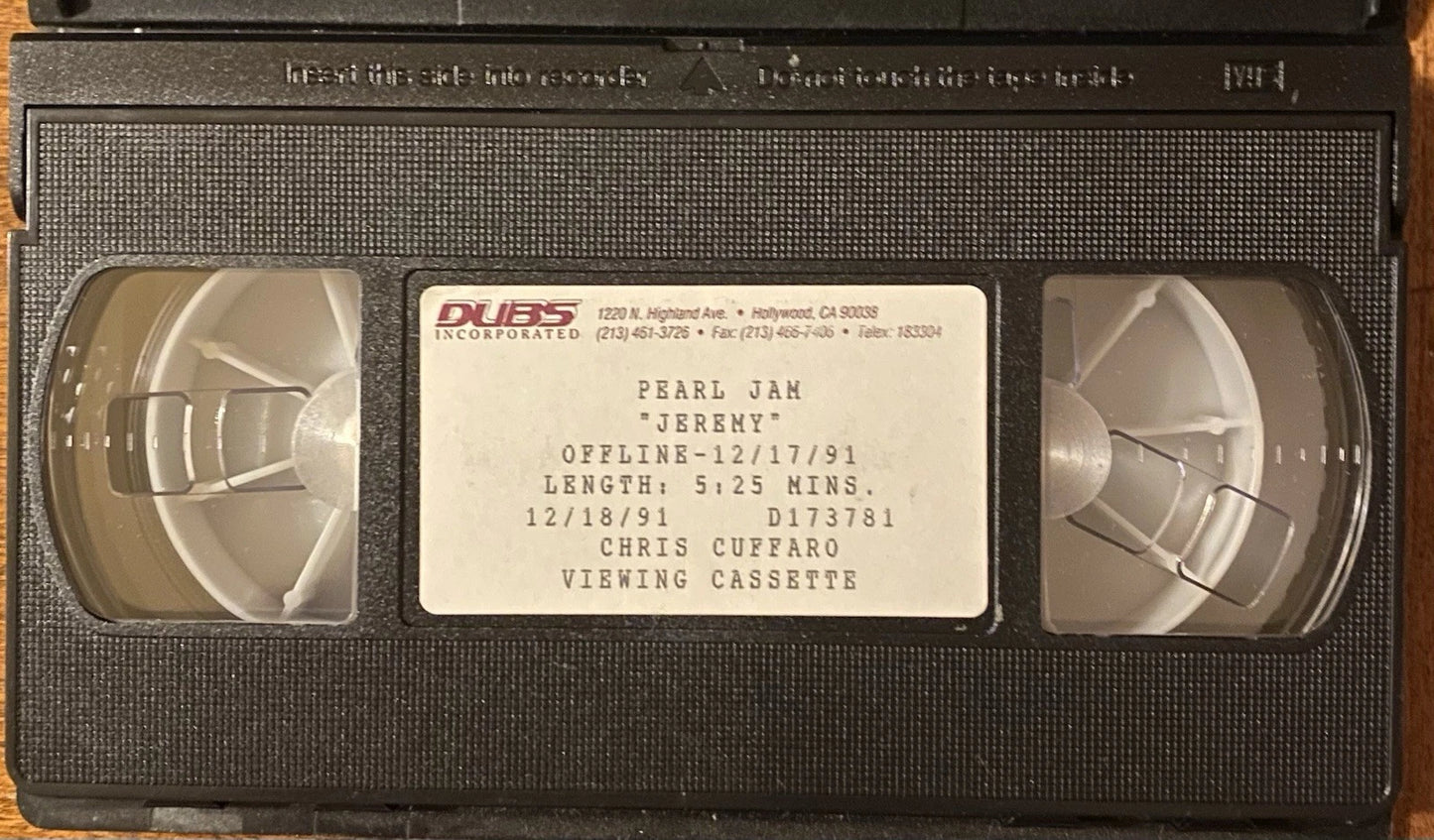 PEARL JAM - JEREMY RARE U.S. Promotional Only VHS Single