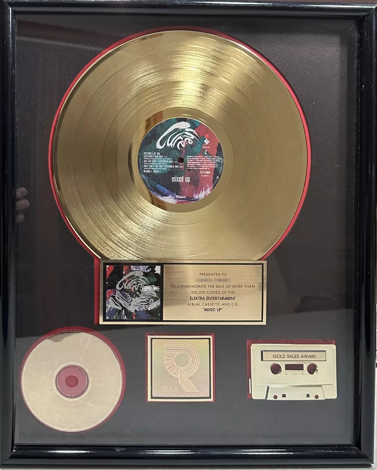 Thew Cure - Mixed Up RIAA Gold Sales Award For 500,00 Units Sold