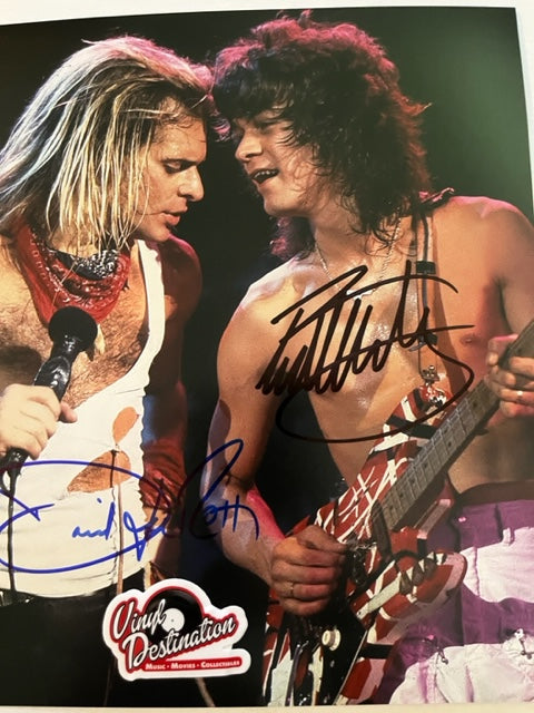 Eddie Van Halen & David Lee Roth   Hand Signed 8 x 10 Photo