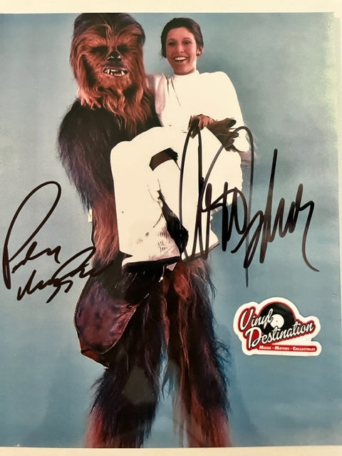 STAR WARS - Carrie Fisher & Peter Mayhew - Hand Signed 8 x 10 Photo