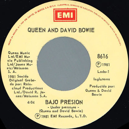 David Bowie & Queen - Under Pressure - Rare 7" Single - Mexican Import