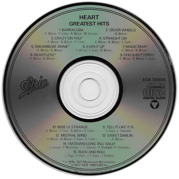 Heart - Greatest Hits / Live      U.S. CD LP