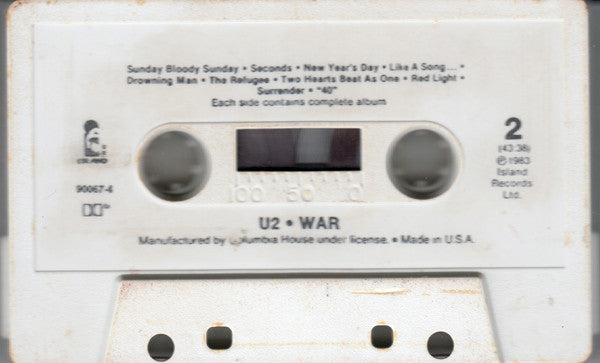 U2 - War     U.S. Cassette LP   Columbia House Edition