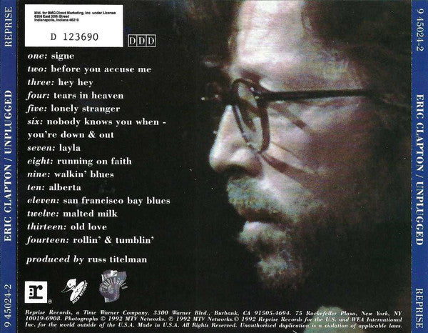 Eric Clapton - Unplugged   U.S. CD LP