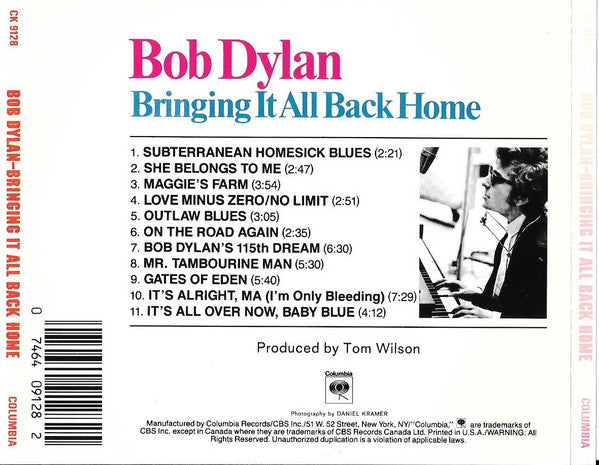 Bob Dylan - Bringing It All Back Home   U.S. CD LP