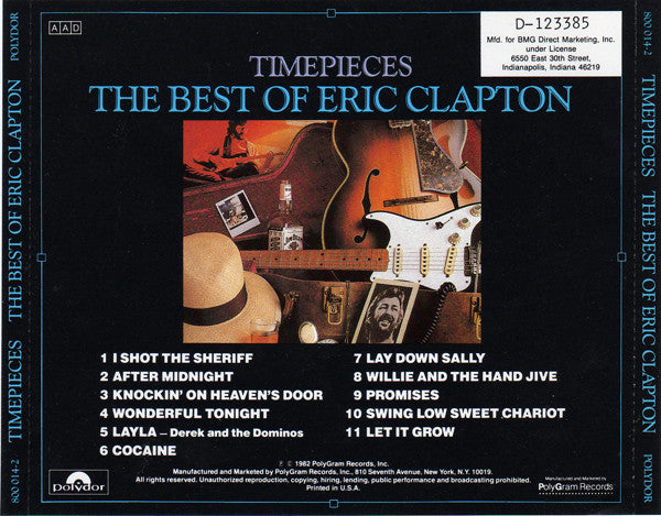 Eric Clapton - Timepieces The Best Of  U.S. CD LP  BMG Record Club Issue