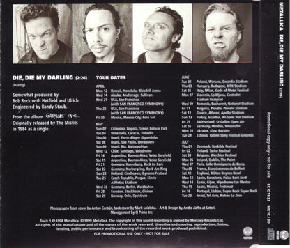 Metallica - Die, Die My Darling - Rare U.K. Promotional Only CD Single