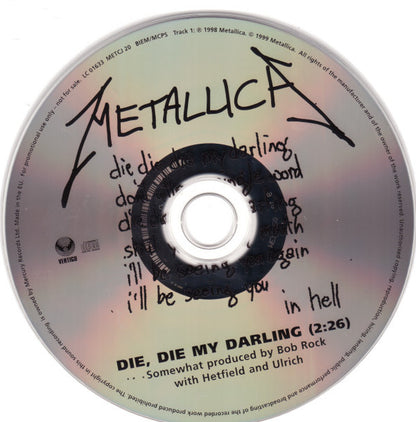 Metallica - Die, Die My Darling - Rare U.K. Promotional Only CD Single