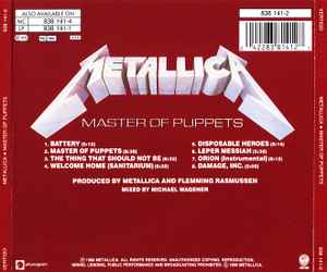 Metallica - Master Of Puppets - European Import CD